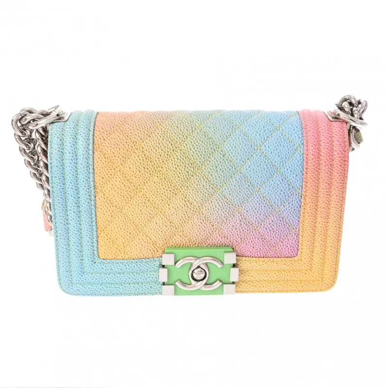 Chanel Lightweight Handbag for Daily ErrandsCHANEL Boy Chanel Chain Shoulder 20cm Rainbow A67085 Women's Caviar Skin Bag