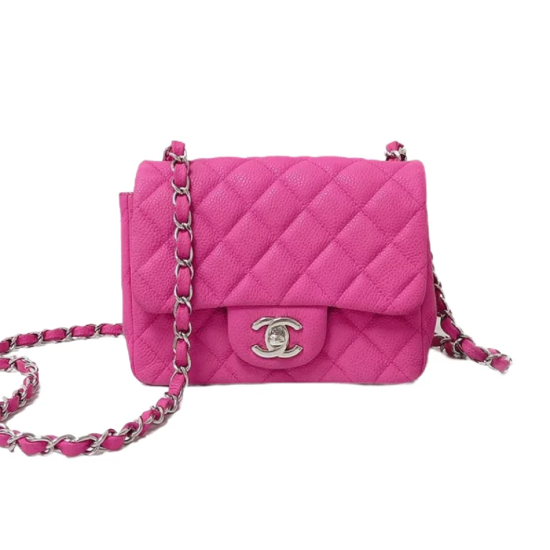 Chanel New Arrival Handbag with Gold HardwareSquare Mini Flap Bag Quilted Caviar Leather with SHW Hot Pink