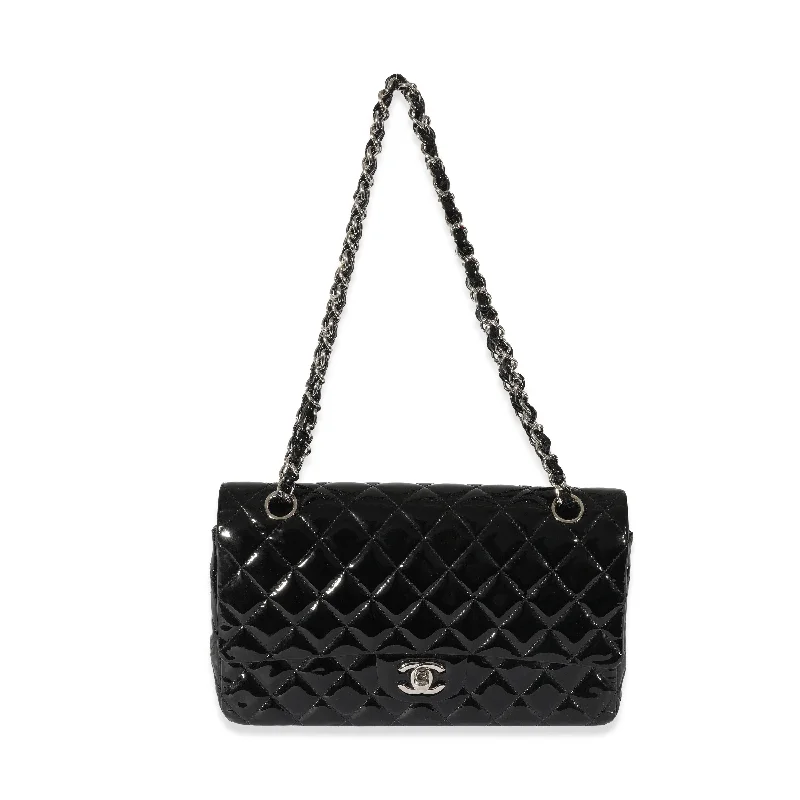 Chanel All - Match Handbag for Versatile StylingCHANEL Black Quilted Patent Leather Medium Classic Double Flap Bag