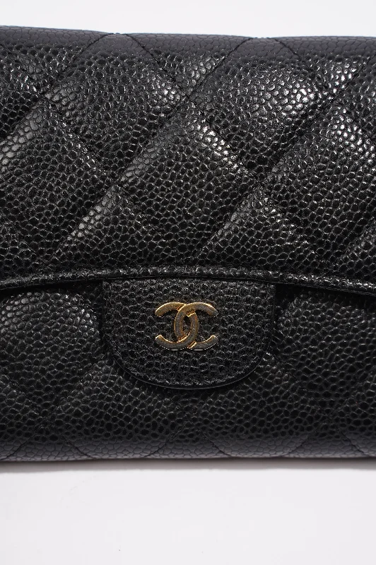 Chanel Handbag with Adjustable Strap for ComfortChanel Quilted Classic Flap Wallet Black Caviar Leather