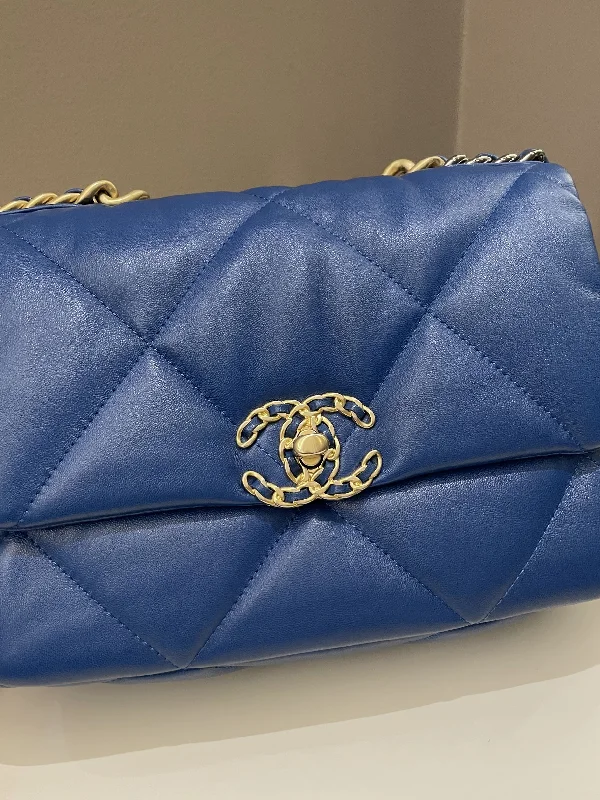 Chanel Small Crossbody Bag for TravelChanel 19 Flap Bag Cobalt Blue Lambskin