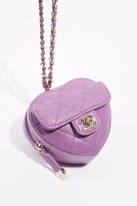 Chanel Limited Edition Handbag for CollectorsChanel Womens Heart Bag 22s Purple Micro