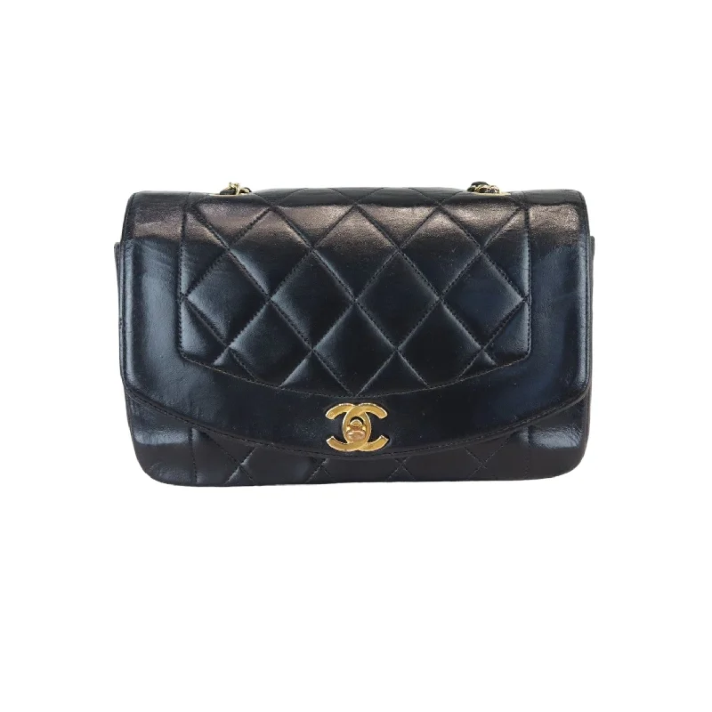 Chanel All - Match Handbag for Versatile StylingDiana Small Single Flap Lambskin Quilted Black GHW