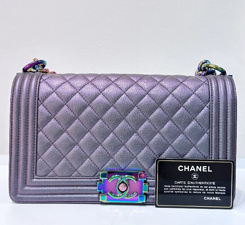 Chanel New Arrival Handbag with Gold HardwareChanel Boy Bag Old Medium Calfskin Purple