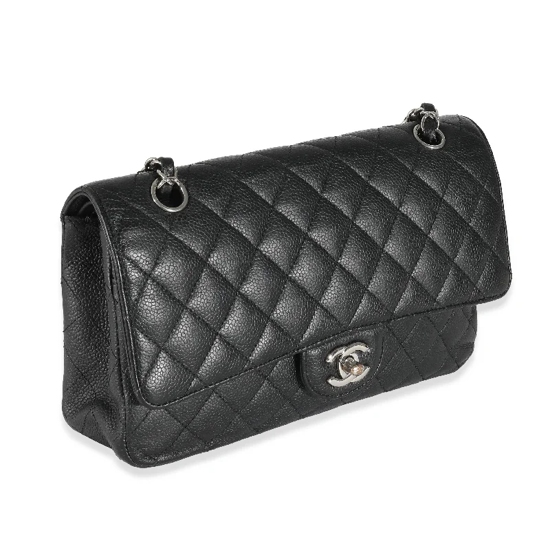 Chanel Small Crossbody Bag for TravelCHANEL Black Quilted Caviar Medium Classic Double Flap Bag