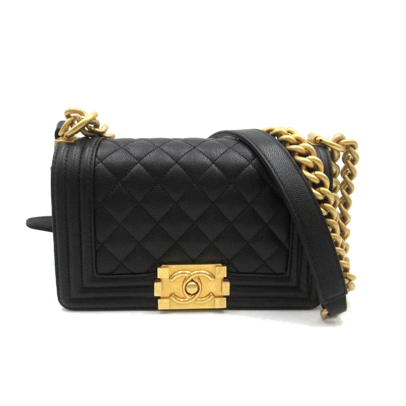 Chanel Luxury Handbag for High - End EventsCHANEL Boy Chanel ChainShoulder Black Caviar Skin (Grained Calf) A67085