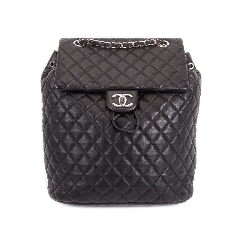 Chanel Lightweight Handbag for Daily ErrandsBlack Quilted Lambskin Large Backpack