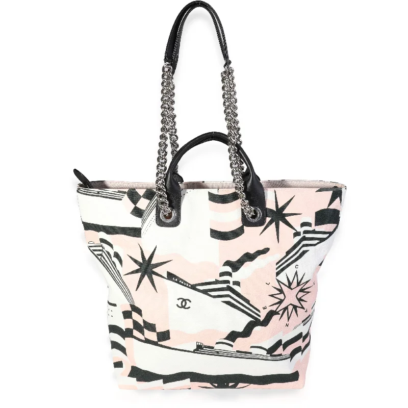 Chanel Limited Edition Handbag for CollectorsCHANEL Black, Pink, & White Canvas La Pausa Shopping Tote