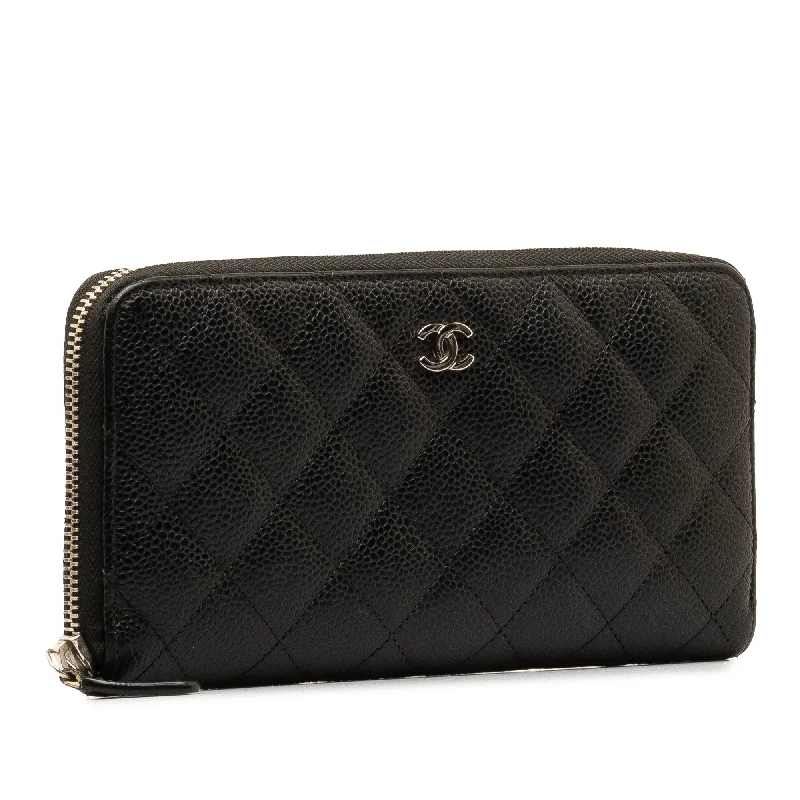 Chanel Small Crossbody Bag for TravelCHANEL CC Caviar Zip Around Wallet Long Wallets