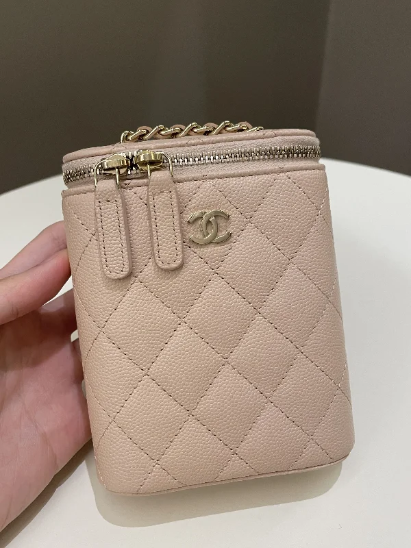 Chanel Lightweight Handbag for Daily ErrandsChanel 21C Quilted Vanity Vertical Beige Caviar