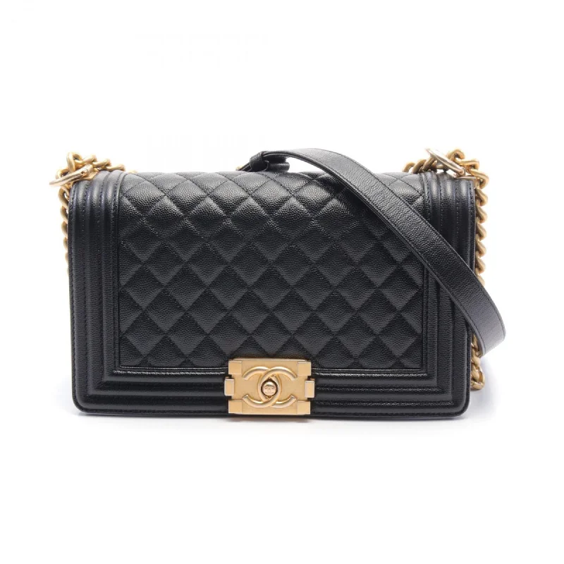 Chanel Colorful Handbag for Spring OutfitsCHANEL Boy Chanel Matelasse Shoulder Bag Caviar Skin Women's Black