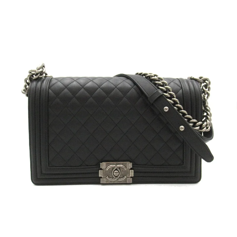 Chanel All - Match Handbag for Versatile StylingCHANEL Boy Chanel Chain Shoulder Bag Leather Women's Black