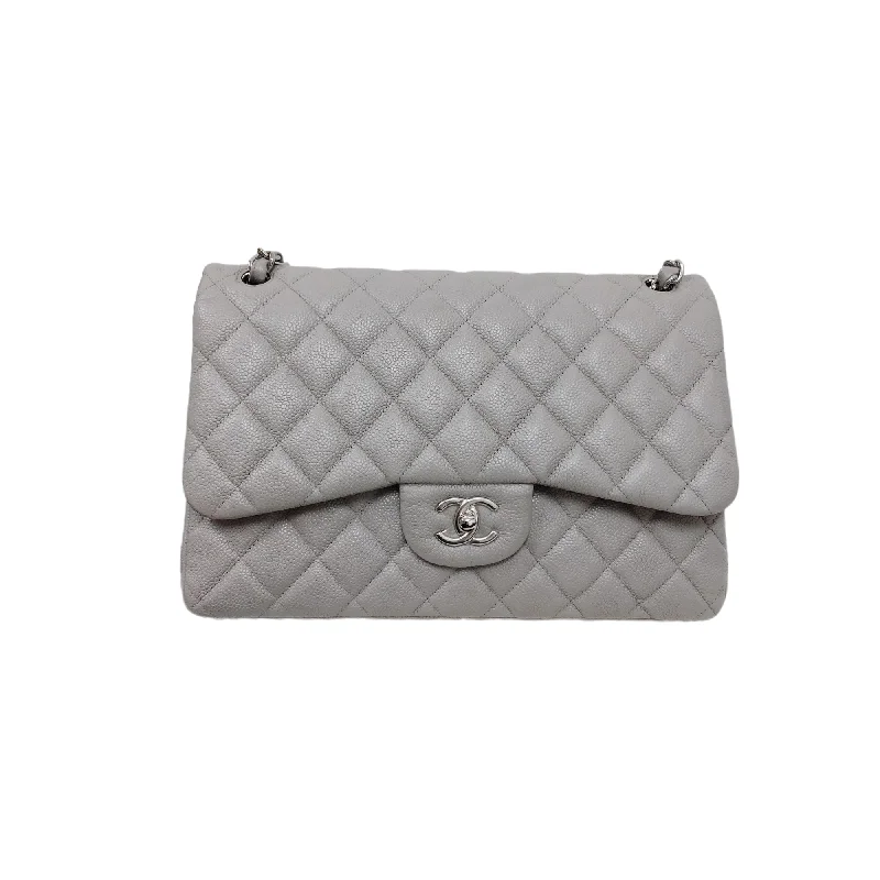 Chanel Handbag with Adjustable Strap for ComfortClassic Double Flap Jumbo Grey