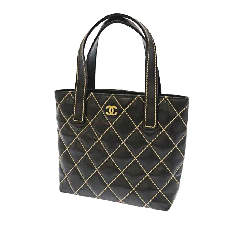 Chanel Luxury Handbag for High - End EventsWild Stitch Leather Tote Bag Black