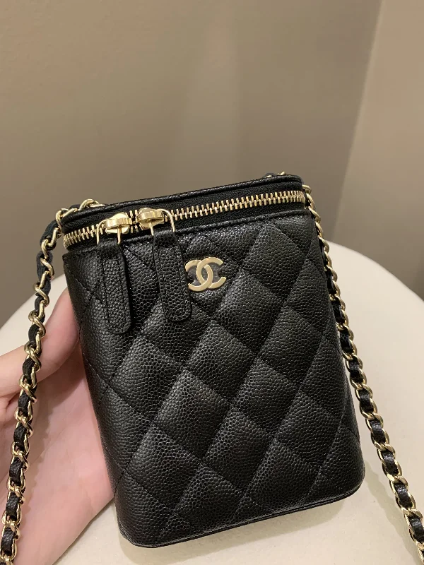 Chanel Black Handbag for Business MeetingsChanel 22C Quilted Vanity Vertical Black Caviar