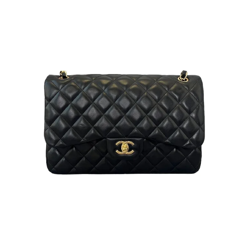 Chanel Medium Tote Bag for Office LadiesJumbo Classic Double Flap Lambskin Black GHW