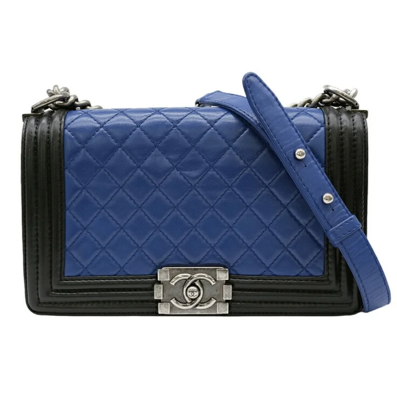 Chanel Colorful Handbag for Spring OutfitsCHANEL Boy Chanel Chain Shoulder Lambskin Blue Black Seal A67086