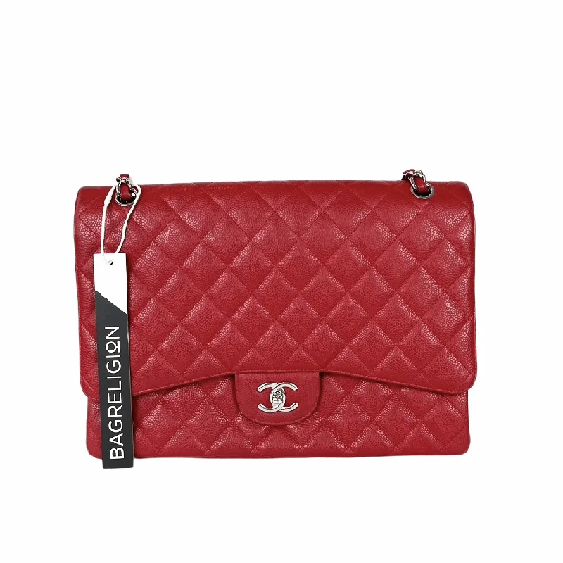 Chanel Limited Edition Handbag for CollectorsClassic Single Flap Maxi in Red Caviar Leather with SHW