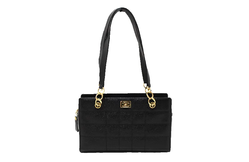 Chanel Medium Tote Bag for Office LadiesChanel Black Square Stitch Caviar Leather Shoulder Tote Bag