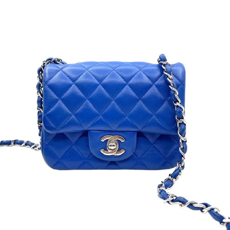 Chanel Luxury Handbag for High - End EventsLambskin Quilted Mini Square Flap Blue SHW