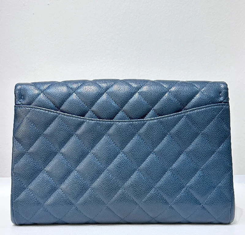 Chanel Handbag with Adjustable Strap for ComfortChanel Blue Caviar Timeless Clutch with Chain SHW