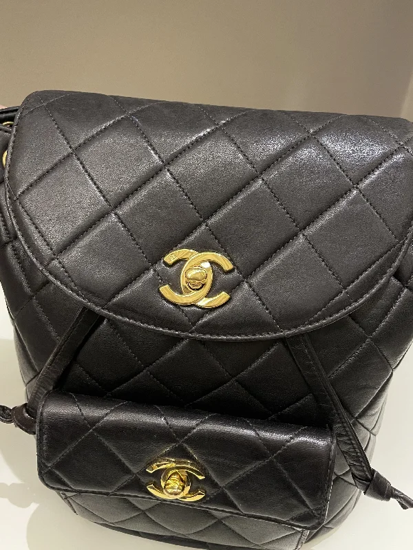 Chanel Vintage Inspired Handbag for Retro LoversChanel Quilted Vintage Duma Cc Backpack Black Lambskin