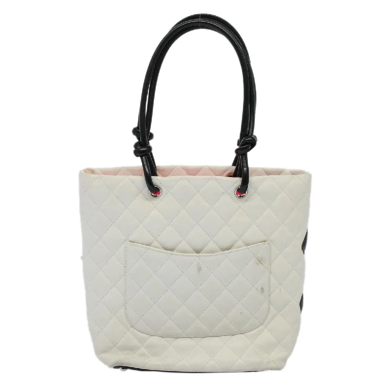 Chanel Designer Handbag with Unique DesignCHANEL Cambon Line Tote Bag Leather White CC  am5197A