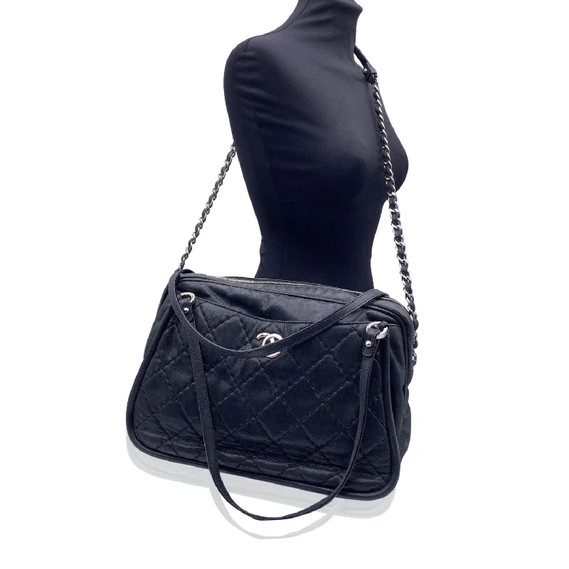 Chanel Classic Flap Bag for Evening PartyCHANEL Black Quilted Leather Relax Cc Tote Camera Shoulder Bag