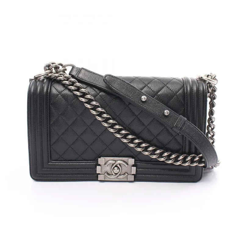 Chanel Vintage Inspired Handbag for Retro LoversCHANEL Boy Chanel Shoulder Bag Caviar Skin Women's Black