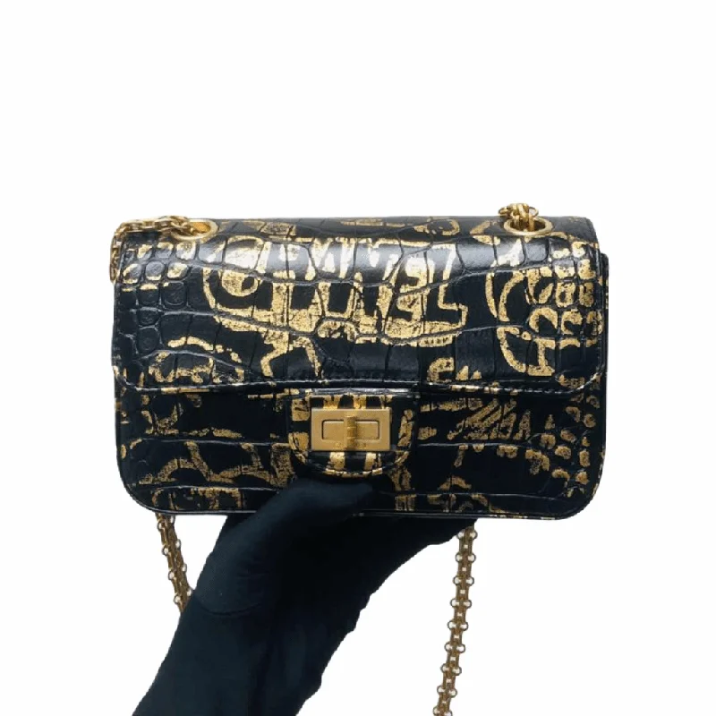 Chanel Small Crossbody Bag for TravelCHANEL 19A Graffiti Croc Embossed Mini 2.55 Reissue