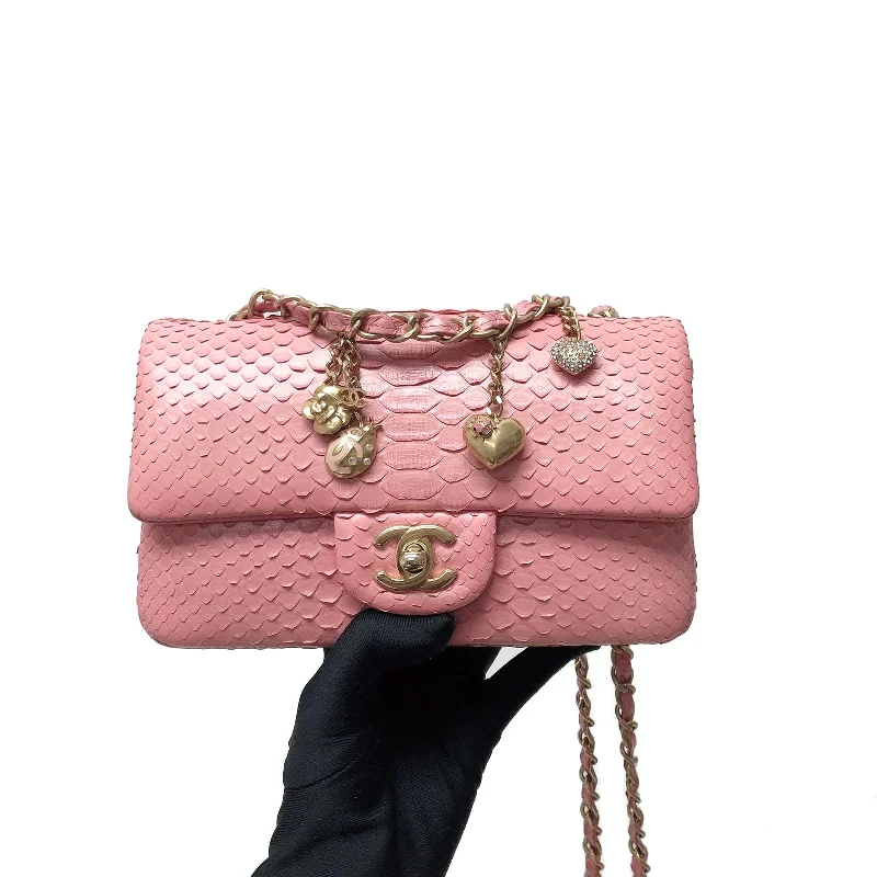 Chanel Medium Tote Bag for Office LadiesPython Valentine Collection Mini Charm Flap Bag Pink