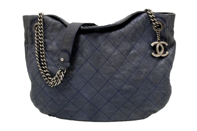 Chanel Classic Flap Bag for Evening PartyChanel Blue Quilted Caviar Leather Hobo Shoulder Bag