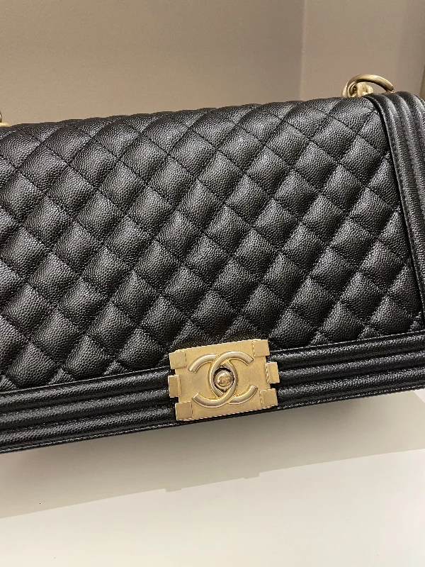 Chanel Quilted Leather Shoulder Bag for FashionistasChanel Quilted New Medium Boy Black Caviar