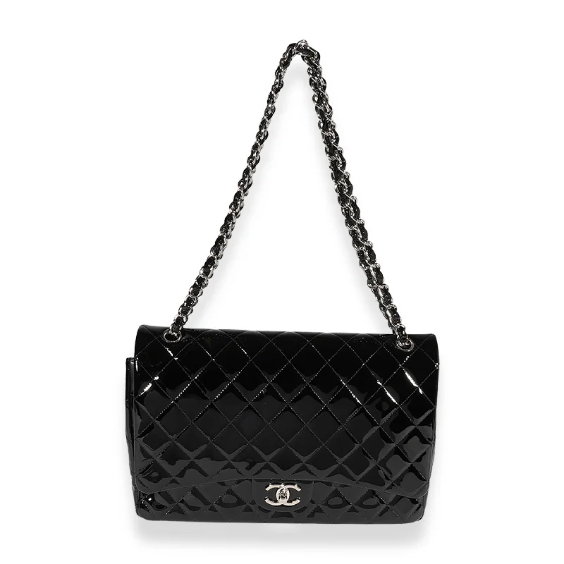 Chanel Chain Strap Handbag for Everyday UseCHANEL Black Quilted Patent Leather Maxi Classic Double Flap Bag