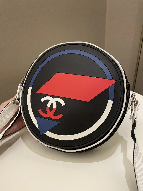 Chanel New Arrival Handbag with Gold HardwareChanel Airlines Round Crossbody Bag Black, Blue, Red, White Canvas and Rubber