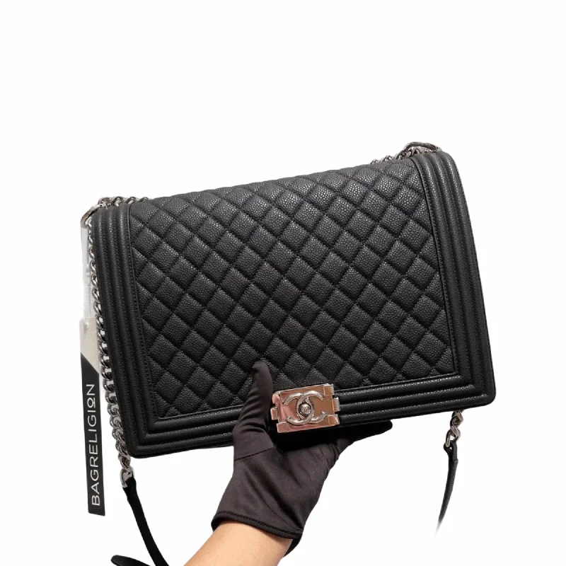 Chanel Vintage Inspired Handbag for Retro LoversLarge Black Le Boy Quilted Caviar Leather