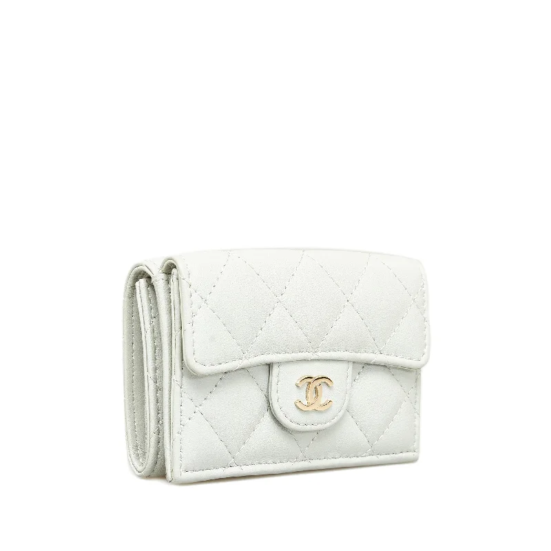 Chanel Vintage Inspired Handbag for Retro LoversCHANEL CC Lambskin Trifold Flap Wallet Small Wallets