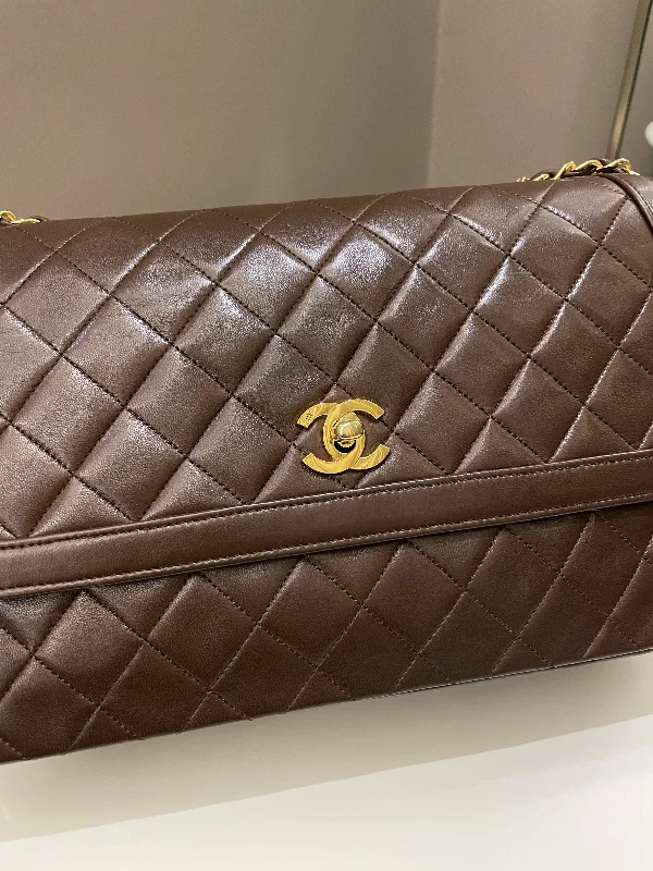 Chanel Quilted Leather Shoulder Bag for FashionistasChanel Vintage Quilted Flap Brown Lambskin