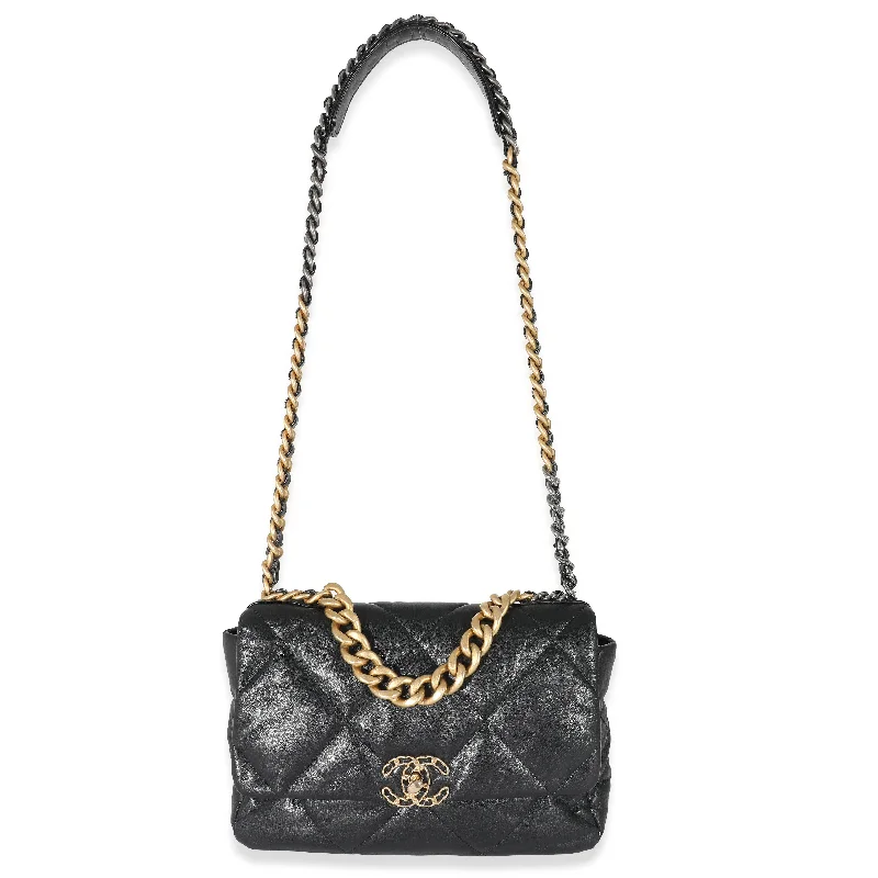 Chanel All - Match Handbag for Versatile StylingCHANEL Black Shiny Lambskin 19 Flap Bag