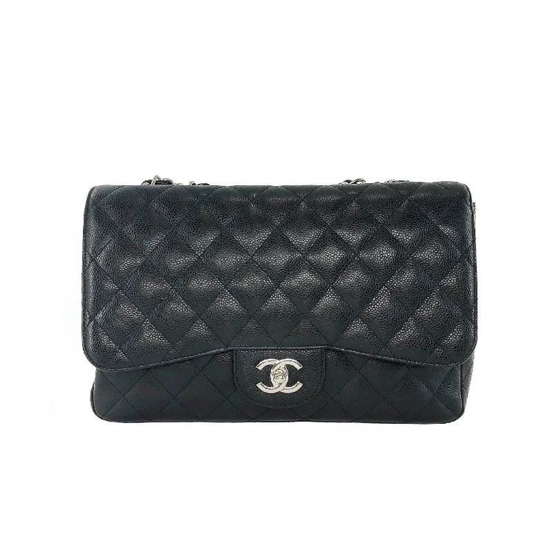 Chanel Colorful Handbag for Spring OutfitsSingle Flap Classic Jumbo in Black Caviar with SHW