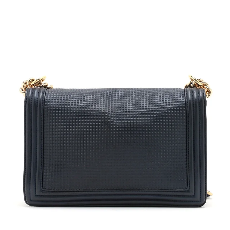 Chanel Chain Strap Handbag for Everyday UseChanel Boy Chanel  Leather Chain Shoulder Bag Navy G  18th A92193