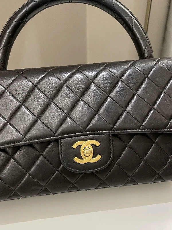 Chanel Medium Tote Bag for Office LadiesChanel Vintage Quilted Kelly Top Handle Black Lambskin