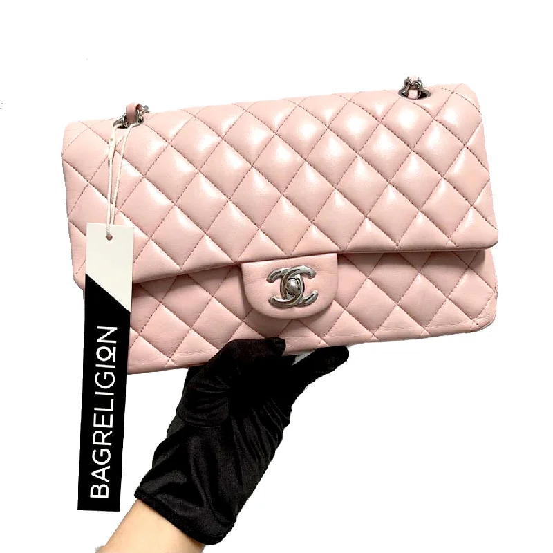 Chanel Colorful Handbag for Spring OutfitsClassic Double Flap M/L Lambskin Baby Pink SHW