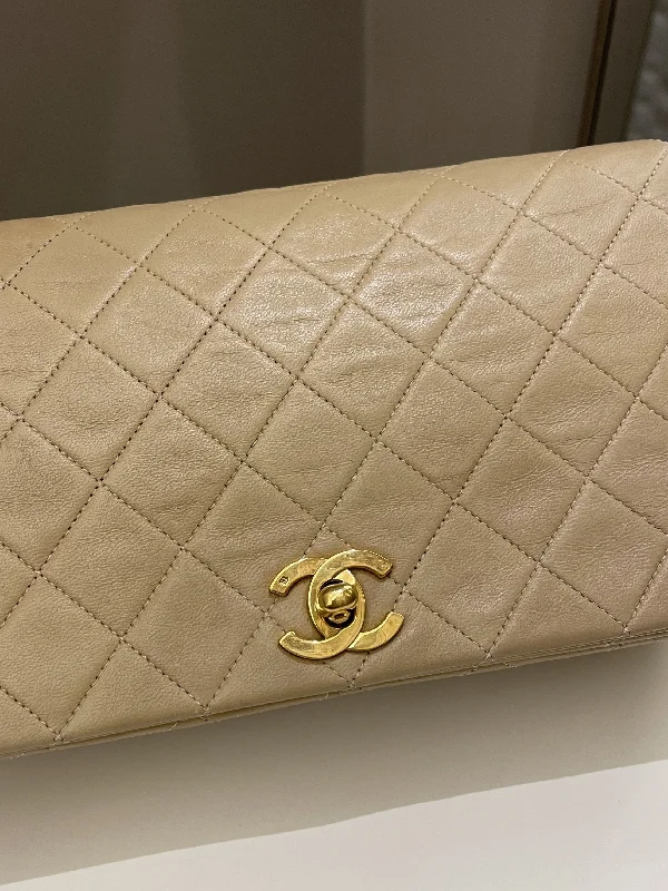 Chanel Colorful Handbag for Spring OutfitsChanel Vintage Quilted Full Flap Bag Beige Lambskin