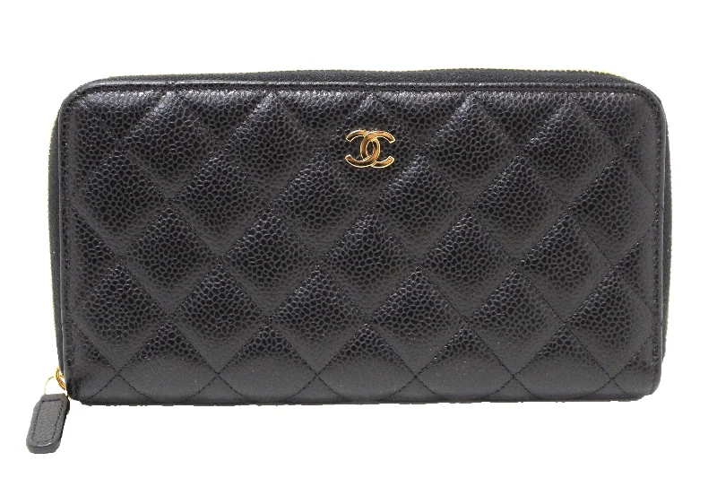 Chanel Vintage Inspired Handbag for Retro LoversChanel Black Quilted Caviar Leather Classic Long Zipped Wallet