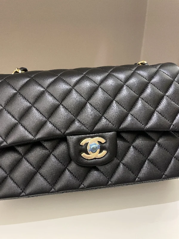 Chanel Lightweight Handbag for Daily ErrandsChanel Classic Quilted Medium Double Flap Black Lambskin