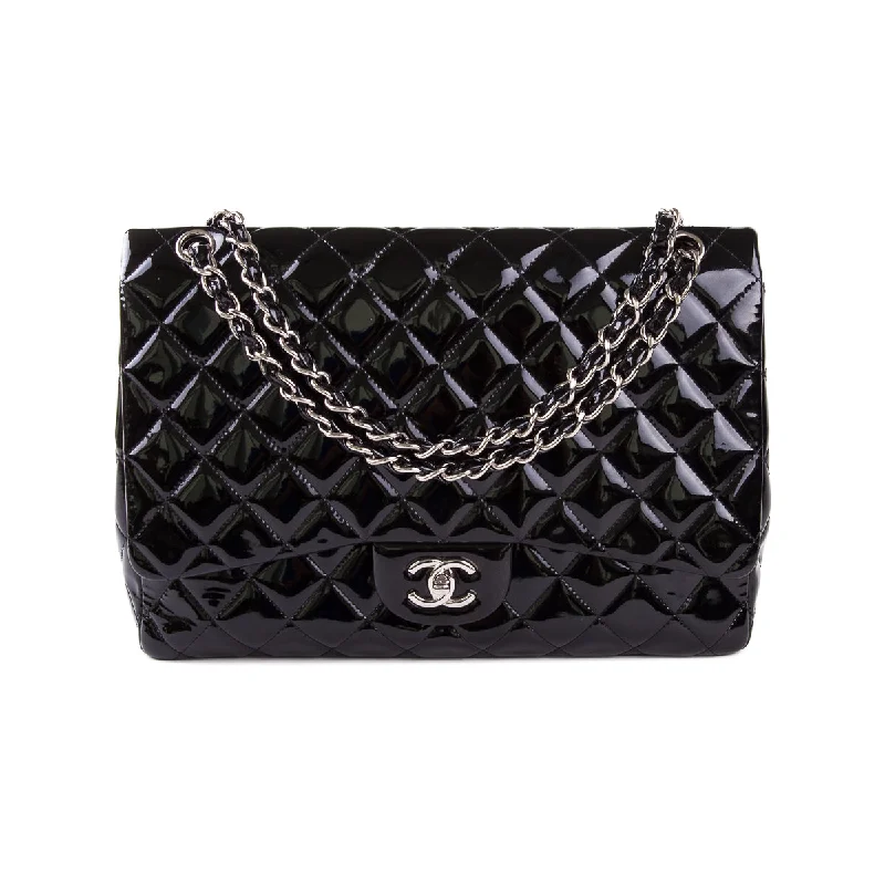 Chanel Small Crossbody Bag for TravelSingle Flap Maxi in black patent