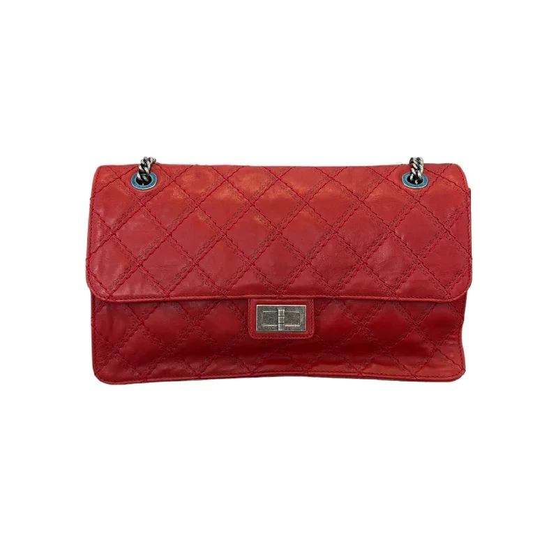 Chanel Lightweight Handbag for Daily Errands2.55 Reissue 227 Flap Aged Calfskin Embossed Logo Quilted Red RHW