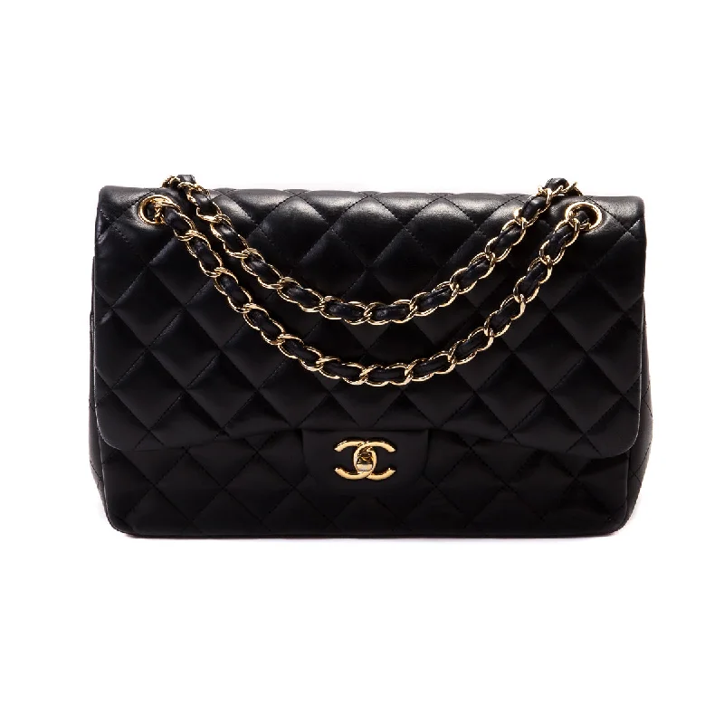 Chanel All - Match Handbag for Versatile StylingClassic Double Flap Lambskin Jumbo Black with GHW