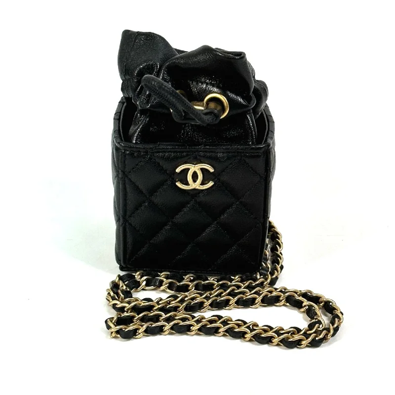 Chanel Chain Strap Handbag for Everyday UseChanel CCCC Mark Chain Mini Drawstring Crossbody Pochette Shoulder Bag Black Gold